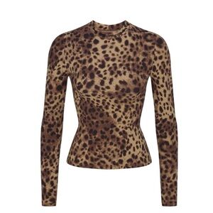 Dolce & Gabbana Skims Leopard Long Sleeve Cotton Jersey Top